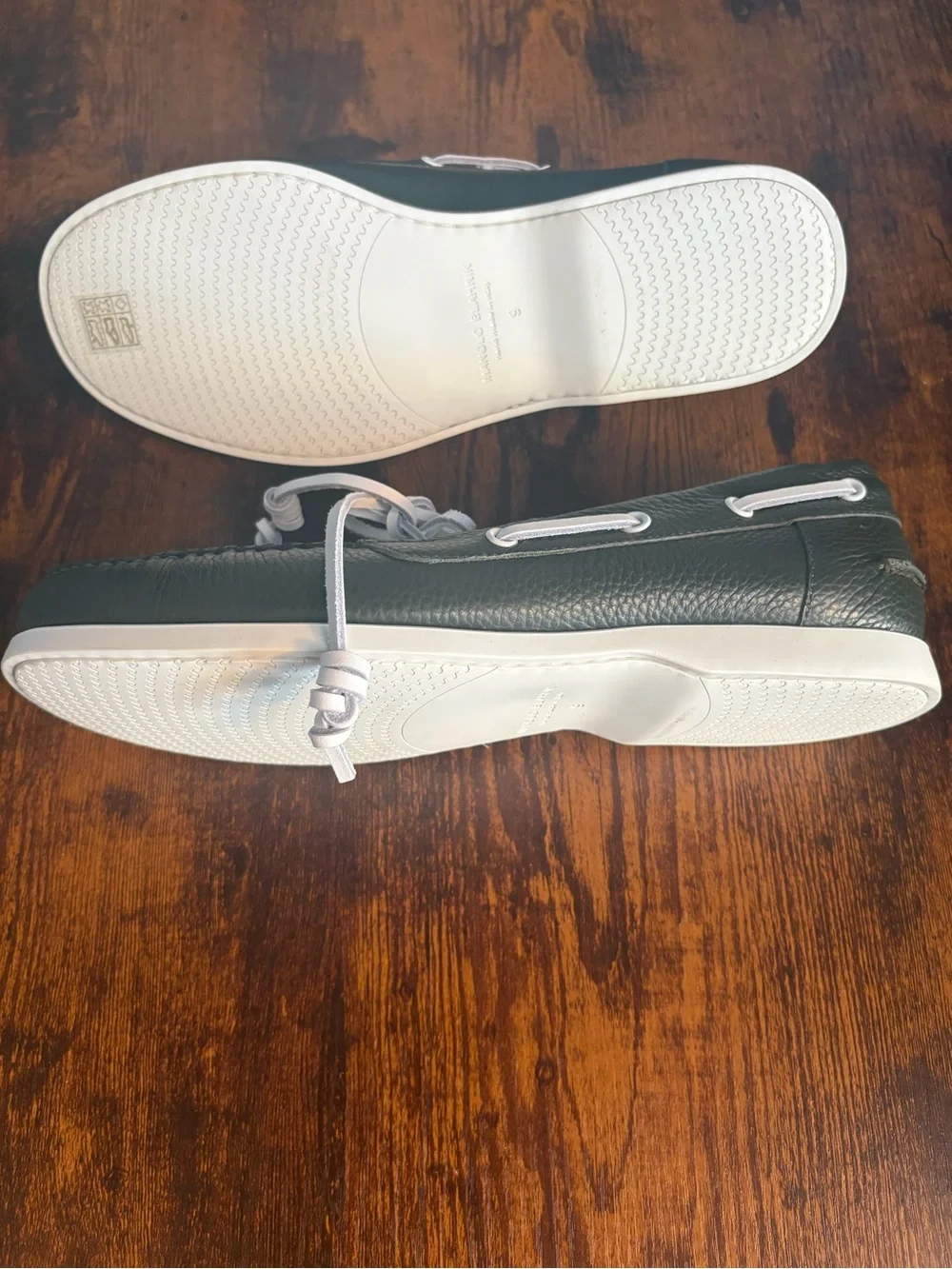 Manolo Blahnik Sidmouth Mens Green Leather Boat Shoes Size 9 Italy